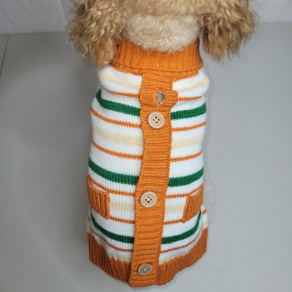 Striped Orange and‎ Green Dog Sweater